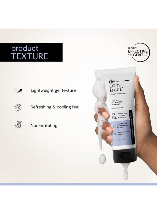 Deconstruct Salicylic Acid Oil Control Face Wash with Niacinamide | Facewash for Men & Women | 100ml - Image 3